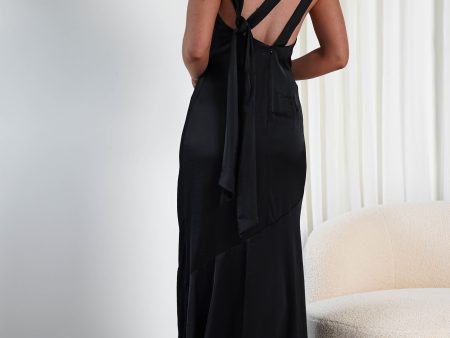 Avelina Soft Satin Maxi Dress | Black Supply