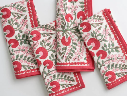 Cactus Flower Scarlet & Rose Napkin- Set of 4 Online now