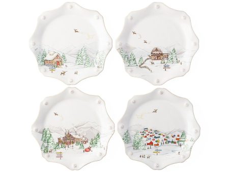 Berry & Thread North Pole Scalloped Dessert Plates-Set of 4 Online Hot Sale