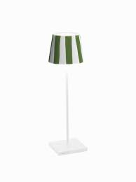 Poldina Pro Lido Table Lamp with White and Green Stripe Shade Hot on Sale