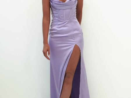 Ziah Soft Satin Gown | Lavender Online now