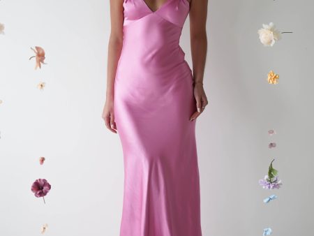 Bethanie Soft Satin Maxi Dress | Bright Pink Supply