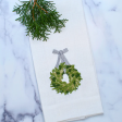 Boxwood Wreath Linen Towel Online Sale