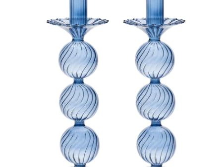 Iris Tall Candle Holder in Cadet-Set of 2 on Sale