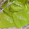 Cheers Linen Cocktail Napkin Set-Citron Online Sale