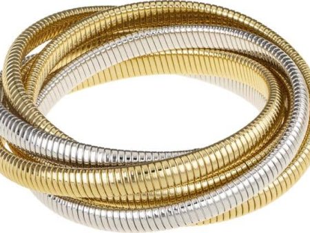 6 Row Cobra Bracelet 18k Gold and Rhodium Online Sale