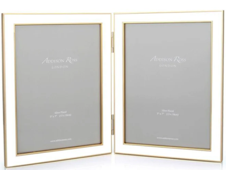 White Enamel & Gold Double Frame-5x7 Cheap