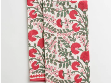 Cactus Flower Scarlet & Rose Tea Towels-Set of 2 on Sale