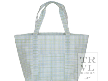 Jumbo Travel Tote bag in classic plaid green on Sale