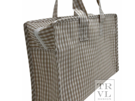 Overnight Tote in Gingham Khaki Supply