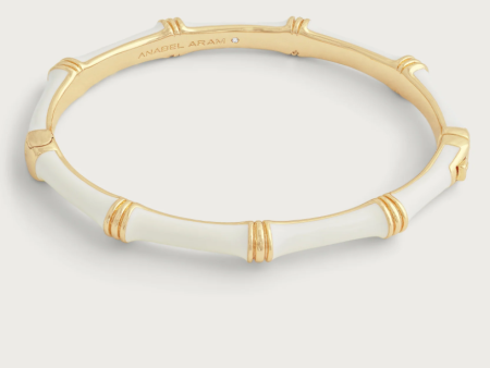 Bamboo Enameled Hinged Bangle-Creme Discount