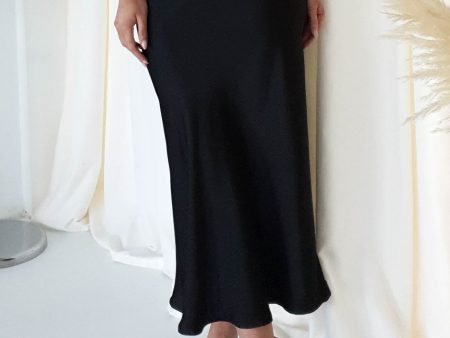 Imogen Satin Maxi Skirt | Black Fashion