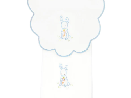 Baby Bunny Cotton Knit Bib & Burp Set-Blue Online Sale