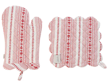 Striped Oven Mitt and Pot Holder Cheap