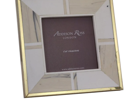 White Bone 4 X 4 Photo Frame With Brass Border Supply