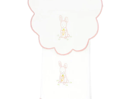 Baby Bunny Cotton Knit Bib & Burp Set-Pink Hot on Sale