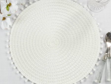 Pom Pom Placemat White - Set of Four Sale