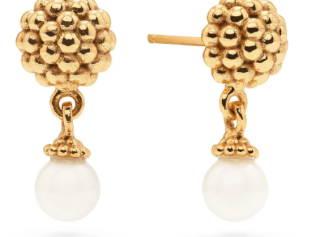 Berry Drop Stud Earrings - Pearl For Cheap