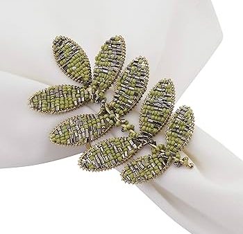 Beaded Leaf Napkin Rings-Set of 4 Online Hot Sale