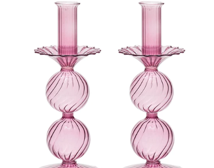 Bella Short Candle Holder in Lavender, Set of 2 Online Sale