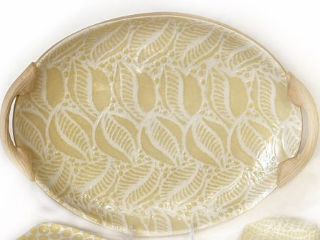 Butter Tahiti Small Oval Tray with Handles Online now