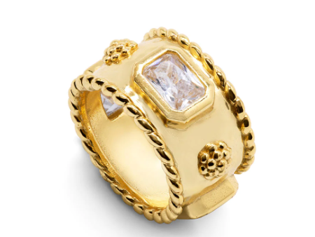 Berry Hammered Band - Gold Cubic Zirconia Fashion