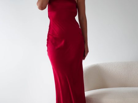 Alice Soft Satin Maxi Dress | Dark Red Online Hot Sale