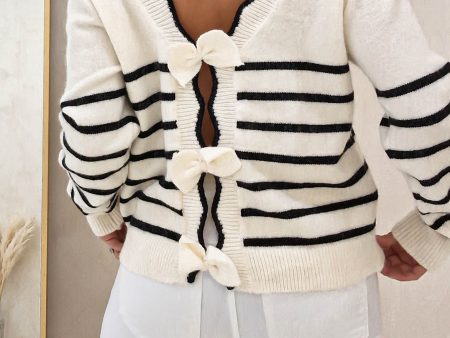 Daniella Bow Back JUmper | Black Stripes Discount