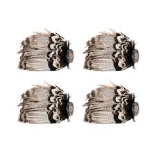 Feather Napkin Ring Set 4 - Espresso For Sale