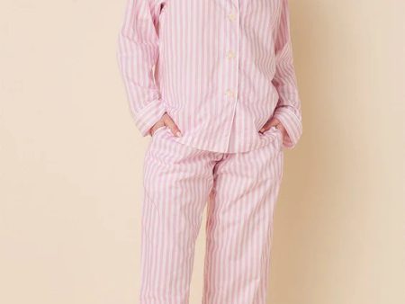 Classic Stripe Luxe Pima Long-Sleeved Pajama - Pink Sale