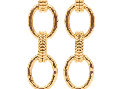 Cleopatra Regal Double Link Earrings - Gold For Sale