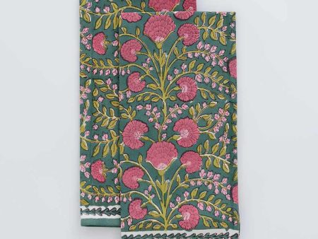 Cactus Flower Jade Tea Towel- Set of 2 Online Hot Sale