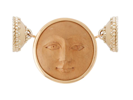 Carved Light Wood Moon Face 24mm Centerpiece Online Sale