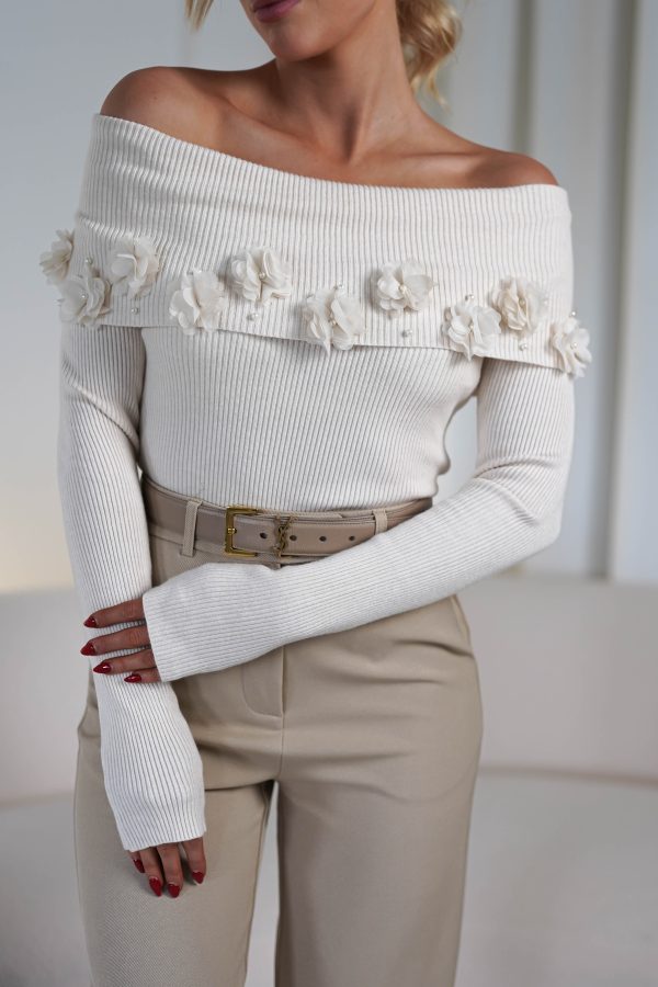 Amiri Off The Shoulder Ribbed Top | Cream Supply