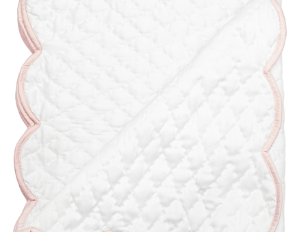 Baby Hand Quilted Satin Blanket-White with Pink Trim Online