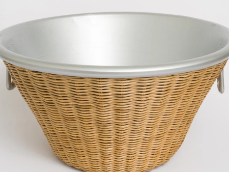 Natural Wicker and Aluminum Ice Bucket with Handles Supply