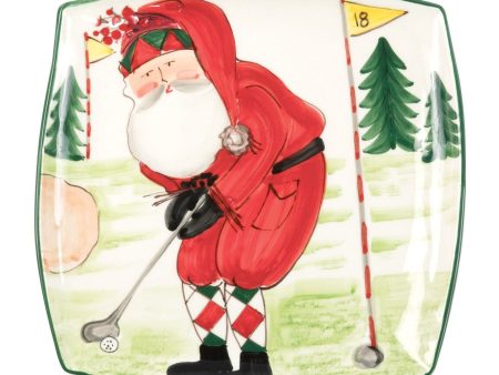 Old St. Nick Square Platter - Golfing Fashion