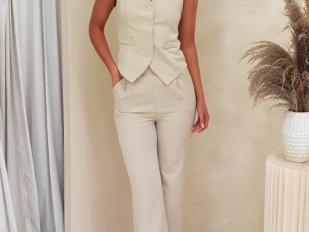 Dubai 2 Piece Waistcoat and Trouser Set | Cream Cheap