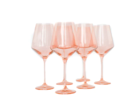 Blush Pink Stemmed Set of 6 For Cheap