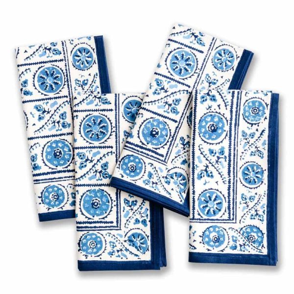 Bukhara Stripe Indigo Napkin Set of 4 For Discount