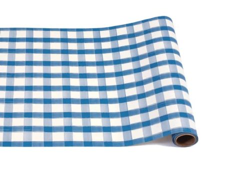 Blue Painted Check Runner For Discount